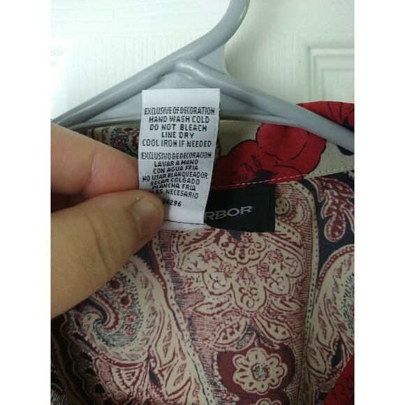 Sag Harbor Semi Sheer Long Sleeve V Neck Collared Paisley Floral Blouse. Size 14 - Picture 5 of 11